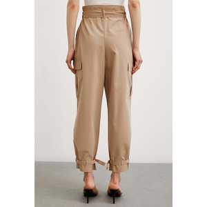 <b>Beige</b> <b>Cargo</b> Pants With Pockets High Waist Canvas <b>Trousers</b> For <b>Women</b> - Product Image 1