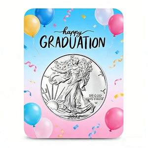 Lot de cartes pour pièces de monnaie d'argent de remise de diplôme, impression personnalisée, pièce de monnaie américaine en argent Eagle de 1 once, sous blister plastique scellé, emballage de sécurité vide - Product Image 3