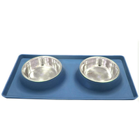Gamelle double carrée en acier inoxydable pour animaux de compagnie (chats et chiens), anti-dérapante, anti-déversement, écologique, pour usage intérieur, personnalisable en usine