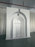 Arche de mariage décorative en PVC blanc élégante, personnalisée pour événements extérieurs, toile de fond pour scène