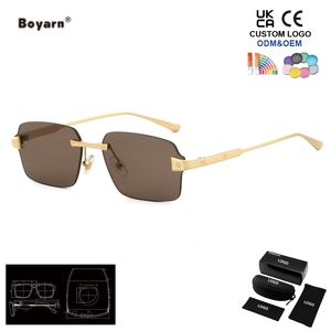 Gafas de Sol Cuadradas Clásicas Sin Montura Boyarn Fashion para Hombre, Gafas de Sol Modernas de Lujo para Mujer, Logotipo Personalizado, Lentes de Sol de Alta Calidad - Product Image 2