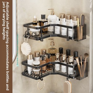 Estante Metálico Triangular de Dos Niveles para Baño, Organizador de Esquina, Ahorro de Espacio, Instalación sin Perforaciones y Soporte de Almacenamiento - Product Image 2