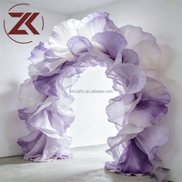 ZKAI Banquet fenêtre affichage Art Installation géant violet Organza fleur pour mariage entrée décoration