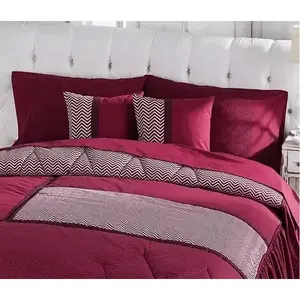 Juego de Edredón Doble Milan Wine de 2 Piezas con Patrón Geométrico de Poliéster para Todas las Temporadas - Product Image 3