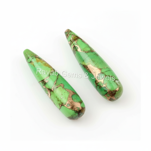 Nouveauté 9x30mm naturel Mohave vert cuivre Turquoise Quartz lisse longue goutte forme Briolette pierres précieuses en vrac pour bijoux - Product Image 1