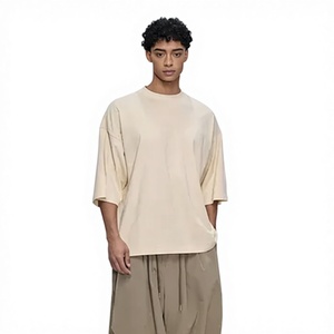 Camiseta de Manga Corta para Hombre, 250G, Algodón, Corte Holgado, Transpirable, Cuello Alto, Estilo Moderno, Alta Calidad - Product Image 4