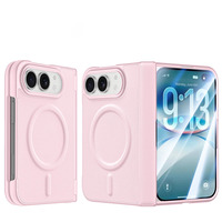 Étui de luxe en cuir à charnière magnétique avec protection intégrale et protecteur d'écran intégré, coque anti-chute pour iPhone Duo
