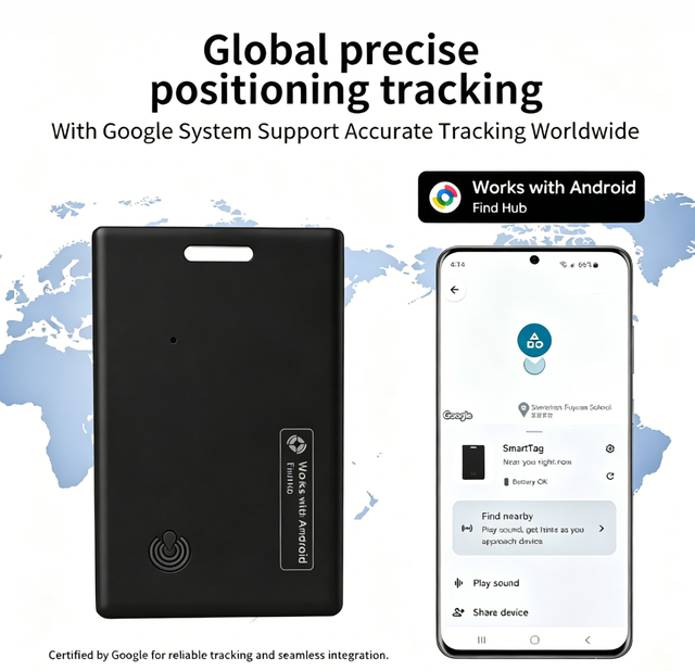No SIM No Data Zero Fee Plastic Card Tracker Free Global Positioning Android Find Hub Anti-Lost Locator Waterproof App Control