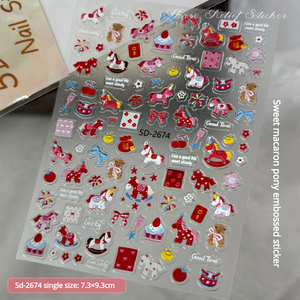 Autocollants pour ongles motif Cheval de l'année, 3D 5D, motifs nœuds, décorations auto-adhésives pour salon, logo personnalisé - Product Image 3