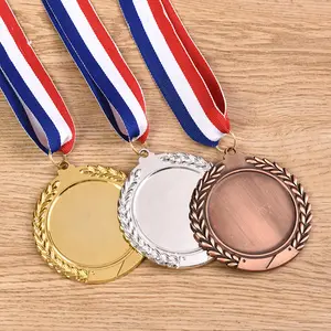 Logo Kustom Medali Olahraga Logam Medali Olahraga dan Pita Olahraga Trofi dan Medali Kosong