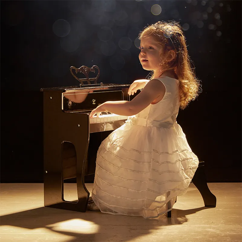 Hape çocuklar yaratıcı enstrüman bebek hediye klavye çocuk ahşap oyunca piyano oyuncaklar dinamik ses ile dik piyano sandalye