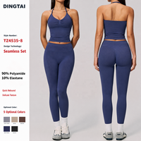 Set Yoga Seamless High Waist Plus Size Wanita, Tank Top Pengangkat Bokong, Legging Kompresi Fitness, Bahan Bernapas Empat Arah