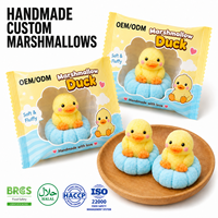 Vente en gros de bonbons gélifiés halal en forme de canard jaune 3D, sucettes de dessin animé, fabricant de bonbons sous marque privée, en vrac et emballés en boîte