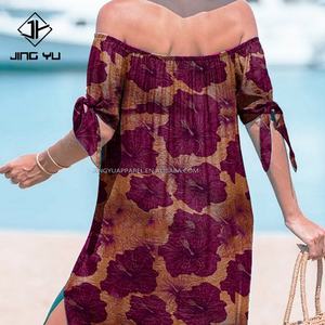 Usine de vêtements JingYu, fabricant de vêtements, conception personnalisée de robes hawaïennes modestes décontractées pour femmes - Product Image 2