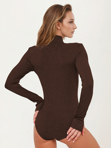 <span class=keywords><strong>Mono</strong></span> ajustado sexy con cuello en <span class=keywords><strong>V</strong></span>, cremallera, manga larga y capa inferior para mujer - Product Image 5