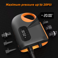 Compresseur d'air en plastique 20 PSI, pompe pour paddle board, pompe électrique portable SUP, connecteur de voiture 12V CC, 80W, moniteur de pression des pneus pour
