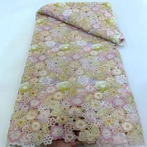 Tissu en dentelle nigérian de haute qualité pour la confection de robes de soirée, technologie française de guipure, bon prix - Product Image 6