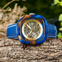Expédition rapide Montre mécanique ajourée de haute qualité avec bracelet en cuir Hardlex Style antique pour affaires et sport