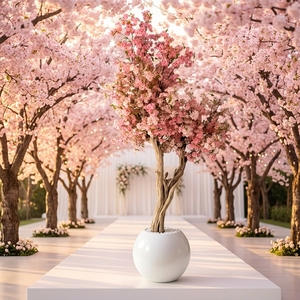 Grand arbre artificiel de 2,7 m, <span class=keywords><strong>cerisier</strong></span> <span class=keywords><strong>en</strong></span> fleurs rose <span class=keywords><strong>en</strong></span> soie, pour décoration de mariage, arbre artificiel de luxe, taille personnalisée - Product Image 5