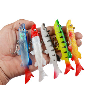 Leurre souple multicolore avec aileron simulé, grande queue en T, lesté, jighead, pour la pêche au poisson mandarin et au topmouth - Product Image 5