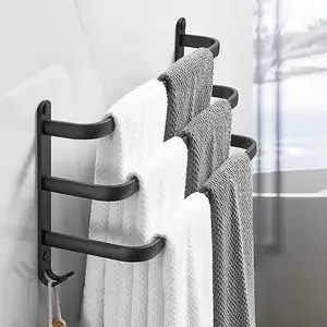 Aluminium 3-Tier Towel Bar Wall Mounted Bath Towel Rack For Bathroom 24-Inch Towel Holder