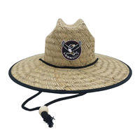 Chapeau de paille naturel personnalisé avec logo OEM, à large bord, pour activités de plein air, pêche, surf, plage, sauveteur, hommes et femmes, usage estival