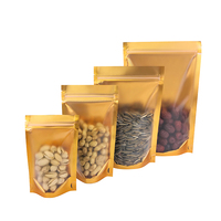 Sachet Doypack Autoportant Métallisé Or et Argent avec Fenêtre Transparente et Fermeture Zip Refermable pour Emballage Alimentaire et Snacks