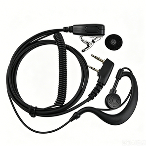 Auricular con Gancho de Oreja Tipo G de 2 Pines para UV5R UV32 TK2000 TK3000, Cable Retráctil, Auricular de Seguridad para Walkie Talkie, Auricular PTT para Restaurante - Product Image 1