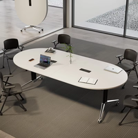 Table de conférence pliante en bambou Mekia, design moderne et minimaliste, mobile, 10 places, pour bureau, salle de réunion, extérieur