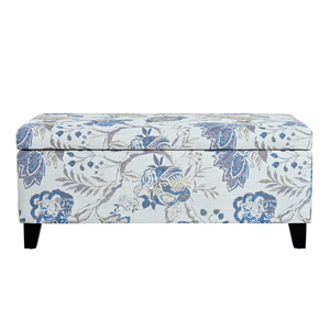 Floral Patterned <b>Storage</b> Ottoman Soft Close Hinges Multi Functional Footrest <b>Seat</b> Living Room Pouf - Product Image 3