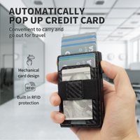 Porte-cartes de crédit et d'identité escamotable en cuir PU, fin, anti-RFID, en aluminium, pour hommes – Nouveauté 2025 – Vente Flash