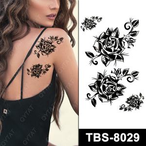 Personnalisé Vente en gros Sexy Femmes Hommes Faux Corps Tribal Bras Temporaire Imperméable Fleur Noire Autocollants de Tatouage - Product Image 4