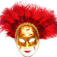 Rouge Noël Mardi Gras Mariage Carnaval Vénitien En Gros Mascarade Halloween Fête Plume Masque