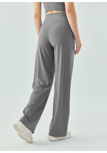 Pantalones de yoga de cintura alta con cordón y pierna ancha para mujer, con bolsillos, suaves, elásticos, holgados, rectos, informales, deportivos, al por mayor - Product Image 6