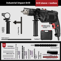 Perceuse à percussion électrique filaire de qualité industrielle 10 mm et ensemble de perceuse sur colonne 710 W avec accessoires pour travaux de construction