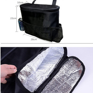 Bolsa de almacenamiento aislada para respaldo de asiento de coche, organizador de tela Oxford negra de 5L con compartimento refrigerador para viajes y uso diario - Product Image 4