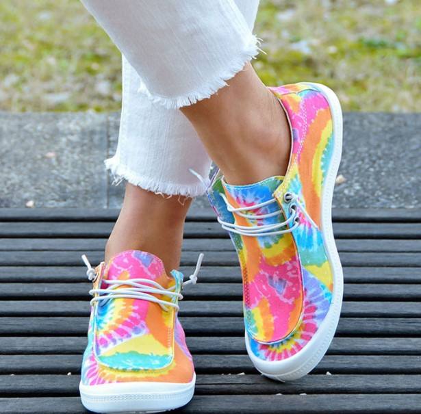 Tie Dye Sneakers Colour Canvas Shoes Rainbow Canvas Shoes Fun