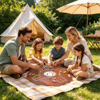 Jeu de société classique Jackaroo avec Ludo et Flight Chess 2-en-1, ensemble de jeu portable en bois pour 4 joueurs, idéal pour la maison, les voyages, l'extérieur et le camping