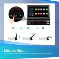 Podofo 1 Din 7 ''écran IPS voiture lecteur MP5 écran motorisé sans fil CarPlay Android Auto DAB Double USB Type-C + MIC autoradio