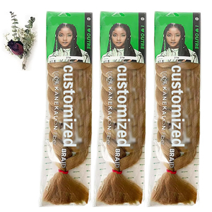 Extensions de cheveux synthétiques tressées en boîte, texture Yaki, 100g, à trame unique, pour tresses jumbo, personnalisables – Meilleures ventes - Product Image 4
