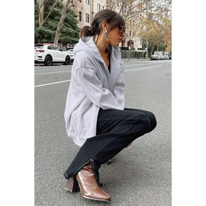 FOXA Sweat-shirt à capuche zippé pour femme, style Y2K, avec poches, décontracté, automne-printemps, veste de survêtement - Product Image 5
