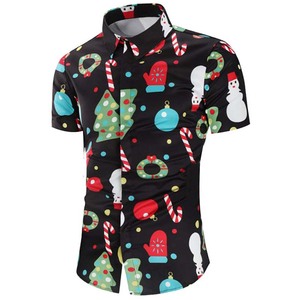 เสื้อ CSFM-001คริสต์มาสแขนสั้นผู้ชายวันหยุดซานต้ากระดุม2024ใหม่ปี - Product Image 3