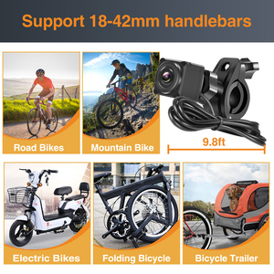 PJAUTO Système de caméra de moniteur de vélo de vue arrière de 4.3 pouces avec caméra de sport DVR pour la sécurité du vélo - Product Image 6
