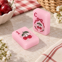 Jeu de Mahjong Rose Gelée – Tuiles Lisses au Toucher, Résine Époxy, Motif Fleur de Cerisier – Souvenir Printanier