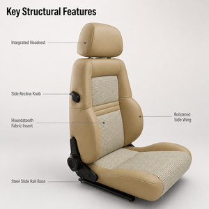 Sedile Sportivo <span class=keywords><strong>Ergonomico</strong></span> di Lusso 1081BQL, Universale e Regolabile per Auto Sportive, Veicoli Modificati e Simulazione di Corse Professionale - Product Image 2
