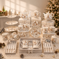 Ensemble écologique de tasse, assiette, théière et cuillère en céramique motif cerf d'automne pour la rentrée scolaire et les cadeaux de Noël