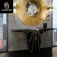 Table de console d'entrée décorative de salon en marbre naturel noir moderne de haute qualité