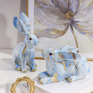 Statue de <span class=keywords><strong>lapin</strong></span> créative <span class=keywords><strong>en</strong></span> résine artisanale pour la décoration intérieure, impression par transfert d'eau, ornements à motifs d'animaux - Product Image 4