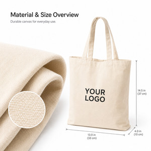 Custom Logo Heavy Duty <b>Canvas</b> Tote <b>Bag</b> Reusable Cotton Shopping <b>Bag</b> Multi Size Eco Friendly Market Handbag for Wholesale - Product Image 4