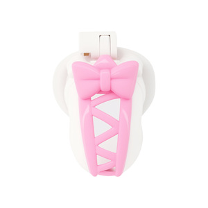 Pink Bow Decoration Dual-color Design Purity Lock <b>Male</b> <b>Chastity</b> Device - Product Image 5